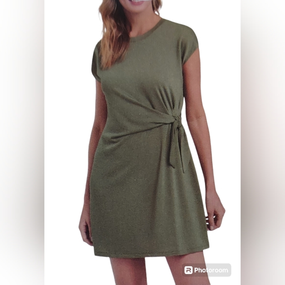 Spense Women’s Casual Bodycon Tie Waist Cap Sleeve T Shirt Dress